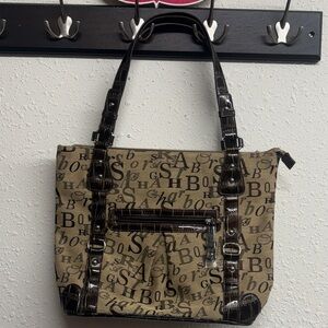 Sag Harbor Tan and Black Logo Tote